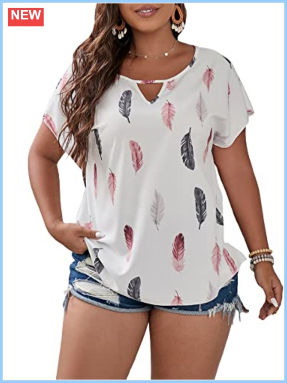 Plus Size Boho Striped V-Neck Summer Blouse T-Shirt